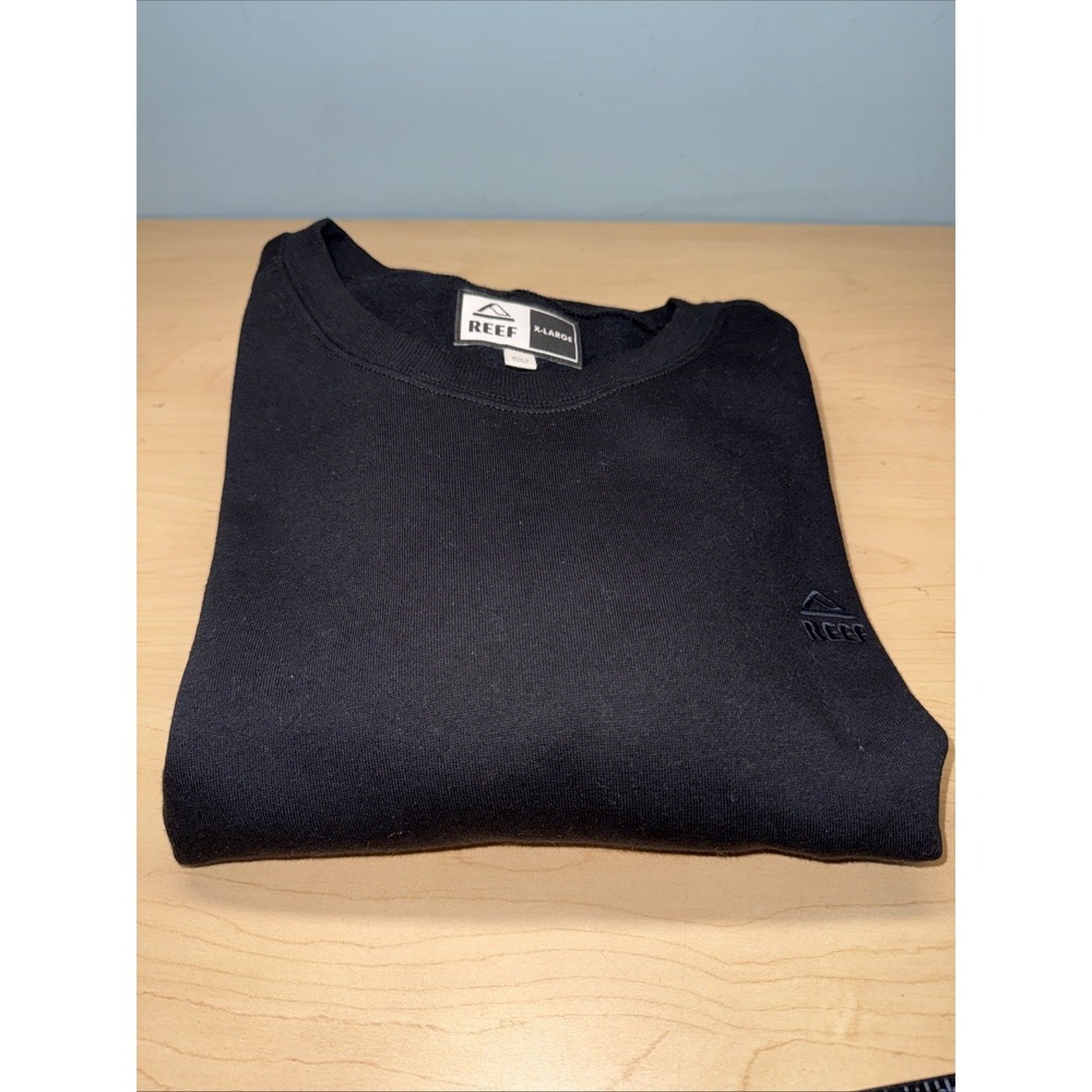 Reef Sweatshirt Mens XL Black Lightweight Crewneck Pullover Long Sleeve NWT